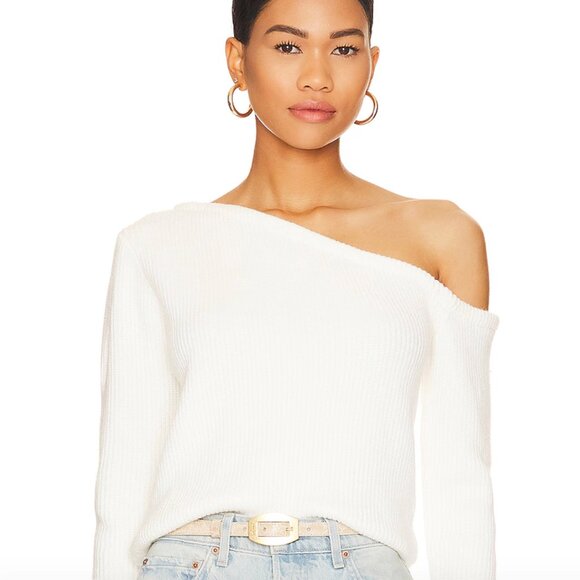 Revolve Superdown Ravie Off the Shoulder Sweater in White Size M - Picture 1 of 3